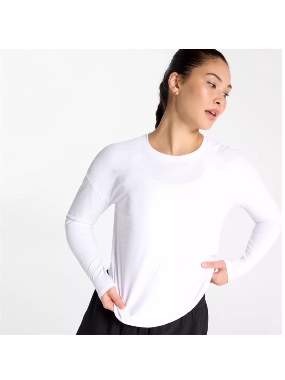 Women’s CALIA Renew Drop Needle Long Sleeve Tee White